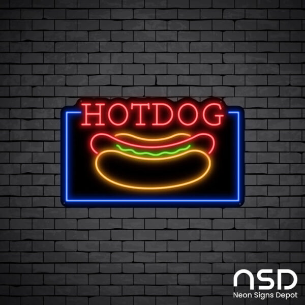 Hotdog V2 Neon Sign_Black Brick_Mockup_Black Hotdog V2 Neon Sign_Black Brick_Mockup_Black