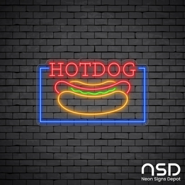 Hotdog V2 Neon Sign_Black Brick_Mockup_Transparent Hotdog V2 Neon Sign_Black Brick_Mockup_Transparent