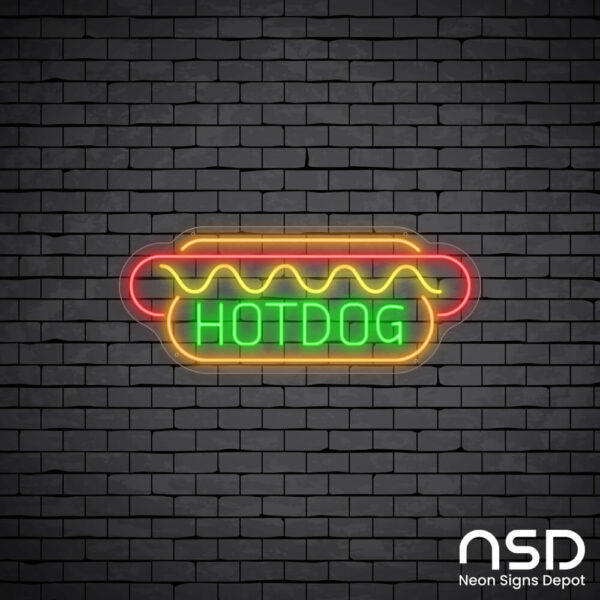 Hotdog V20 Neon Sign_Black Brick_Mockup_Transparent Hotdog V20 Neon Sign_Black Brick_Mockup_Transparent