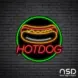 Hotdog V9 Neon Sign_Black Brick_Mockup_Black