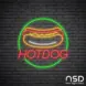 Hotdog V9 Neon Sign_Black Brick_Mockup_Transparent