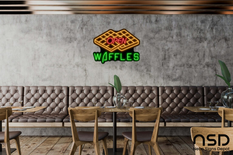 Open Waffles V2 Neon Sign