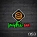 Sushi Bar V3 Neon Sign_Black Brick_Mockup_Black