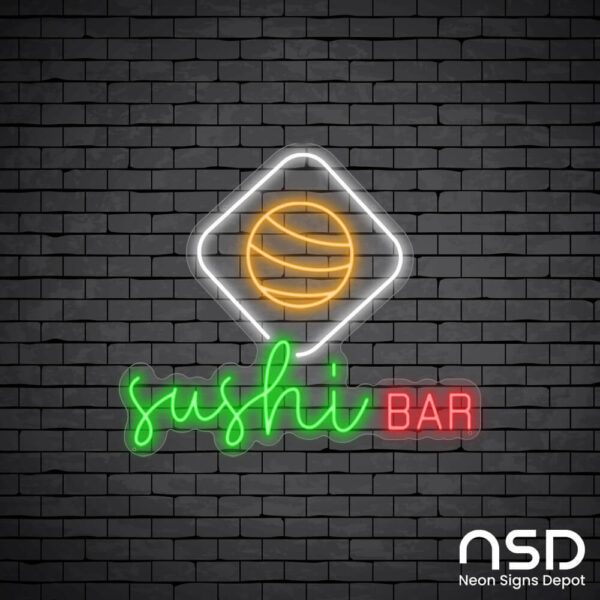 Sushi Bar V3 Neon Sign_Black Brick_Mockup_Transparent Sushi Bar V3 Neon Sign_Black Brick_Mockup_Transparent