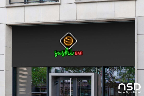 Sushi Bar V3 Neon Sign_Black_Mockup_Template02 Sushi Bar V3 Neon Sign_Black_Mockup_Template02