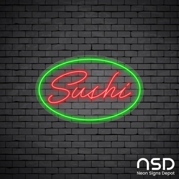 Sushi Neon Sign_Black Brick_Mockup_Transparent Sushi Neon Sign_Black Brick_Mockup_Transparent