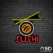 Sushi V3 Neon Sign_Black Brick_Mockup_Black