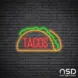 Tacos V6 Neon Sign_Black Brick_Mockup_Transparent