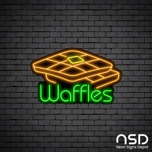 Waffle V3 Neon Sign_Black Brick_Mockup_Black Waffle V3 Neon Sign_Black Brick_Mockup_Black