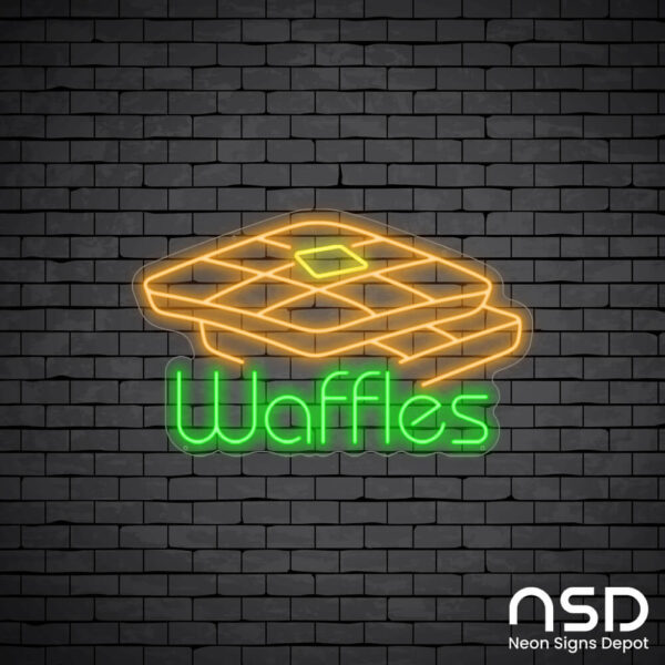 Waffle V3 Neon Sign_Black Brick_Mockup_Transparent Waffle V3 Neon Sign_Black Brick_Mockup_Transparent