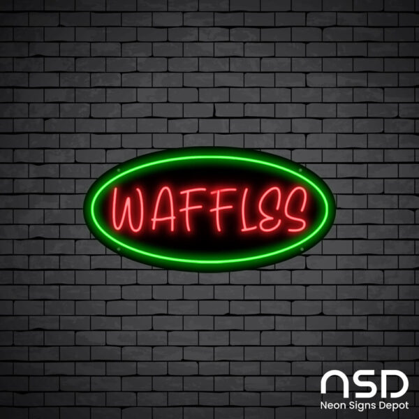 Waffles Neon Sign_Black Brick_Mockup_Black Waffles Neon Sign_Black Brick_Mockup_Black