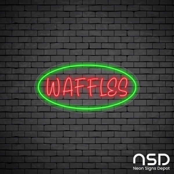 Waffles Neon Sign_Black Brick_Mockup_Transparent Waffles Neon Sign_Black Brick_Mockup_Transparent