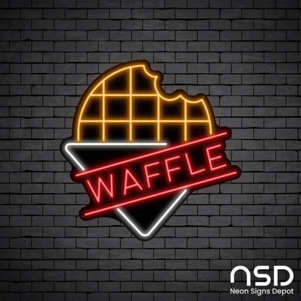 Waffles V2 Neon Sign_Black Brick_Mockup_Black Waffles V2 Neon Sign_Black Brick_Mockup_Black