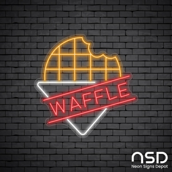 Waffles V2 Neon Sign_Black Brick_Mockup_Transparent Waffles V2 Neon Sign_Black Brick_Mockup_Transparent