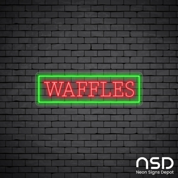 Waffles V7 Neon Sign_Black Brick_Mockup_Transparent Waffles V7 Neon Sign_Black Brick_Mockup_Transparent