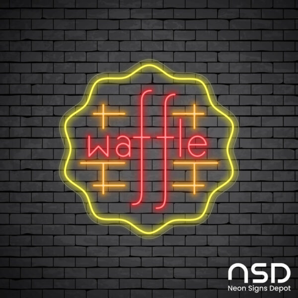 Waffles V9 Neon Sign_Black Brick_Mockup_Transparent Waffles V9 Neon Sign_Black Brick_Mockup_Transparent