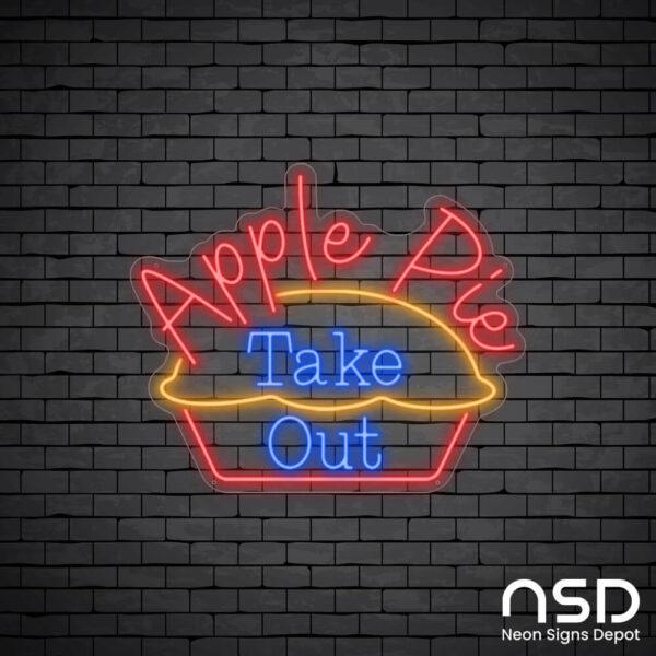 Apple Pie Take Out Neon Sign_Black Brick_Mockup_Transparent Apple Pie Take Out Neon Sign_Black Brick_Mockup_Transparent