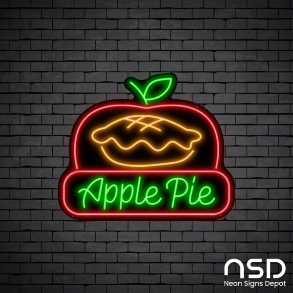 Apple Pie V11 Neon Sign_Black Brick_Mockup_Black Apple Pie V11 Neon Sign_Black Brick_Mockup_Black