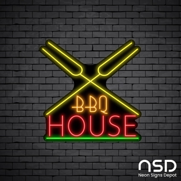 Barbecue House Neon Sign_Black Brick_Mockup_Black Barbecue House Neon Sign_Black Brick_Mockup_Black