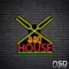 Barbecue House Neon Sign_Black Brick_Mockup_Black
