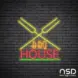 Barbecue House Neon Sign_Black Brick_Mockup_Transparent
