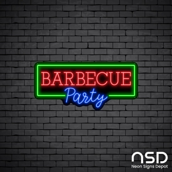 Barbecue Party Neon Sign_Black Brick_Mockup_Black Barbecue Party Neon Sign_Black Brick_Mockup_Black