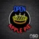 Open Apple Pie Neon Sign_Black Brick_Mockup_Black