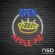 Open Apple Pie Neon Sign_Black Brick_Mockup_Transparent