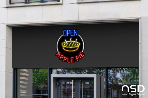 Open Apple Pie Neon Sign_Food & Beverage_Black_Mockup_Template02 Open Apple Pie Neon Sign_Food & Beverage_Black_Mockup_Template02