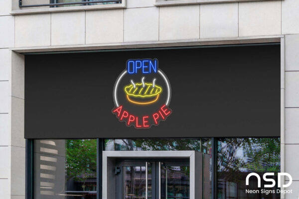 Open Apple Pie Neon Sign_Food & Beverage_Transparent_Mockup_Template02 Open Apple Pie Neon Sign_Food & Beverage_Transparent_Mockup_Template02