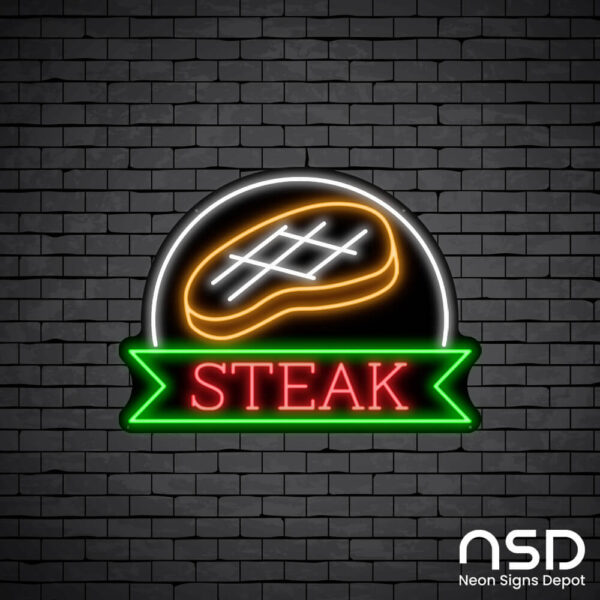 Steak Neon Sign_Black Brick_Mockup_Black Steak Neon Sign_Black Brick_Mockup_Black