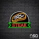 Steak Neon Sign_Black Brick_Mockup_Black
