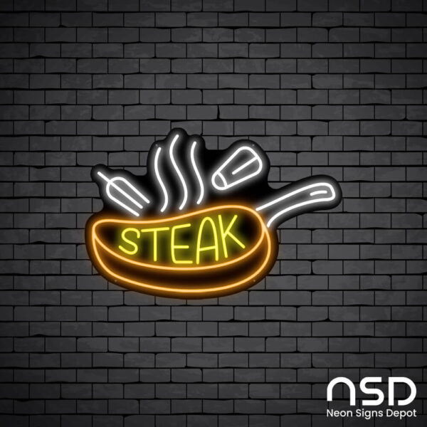Steak V2 Neon Sign_Black Brick_Mockup_Black Steak V2 Neon Sign_Black Brick_Mockup_Black