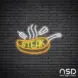 Steak V2 Neon Sign_Black Brick_Mockup_Transparent