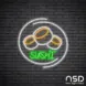 Sushi V9 Neon Sign_Black Brick_Mockup_Transparent