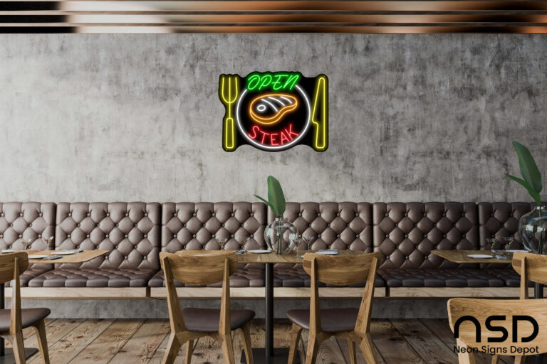 Open Steak V2 LED neon sign for restaurants