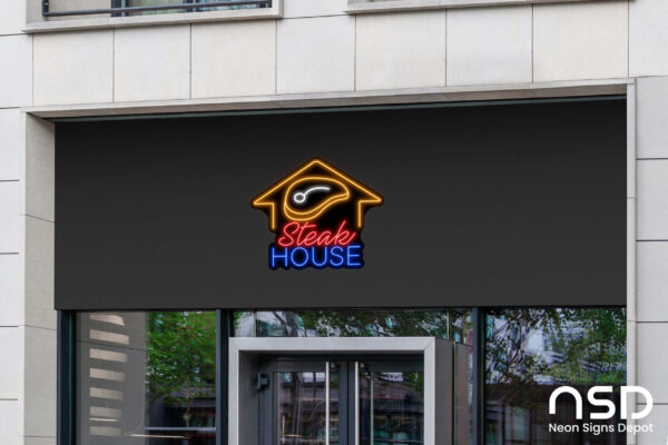 Steak House Neon Sign_Black_Mockup_Template02 Steak House Neon Sign_Black_Mockup_Template02
