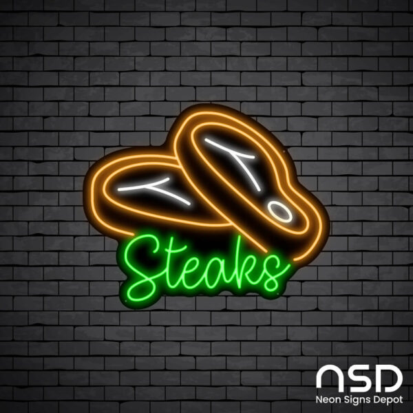 Steak V11 Neon Sign_Black Brick_Mockup_Black Steak V11 Neon Sign_Black Brick_Mockup_Black