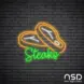 Steak V11 Neon Sign_Black Brick_Mockup_Transparent