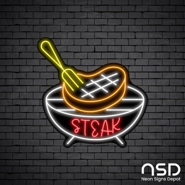 Steak V14 Neon Sign_Black Brick_Mockup_Black Steak V14 Neon Sign_Black Brick_Mockup_Black