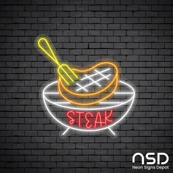 Steak V14 Neon Sign_Black Brick_Mockup_Transparent Steak V14 Neon Sign_Black Brick_Mockup_Transparent