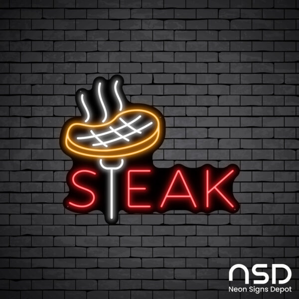 Steak V18 Neon Sign_Black Brick_Mockup_Black Steak V18 Neon Sign_Black Brick_Mockup_Black