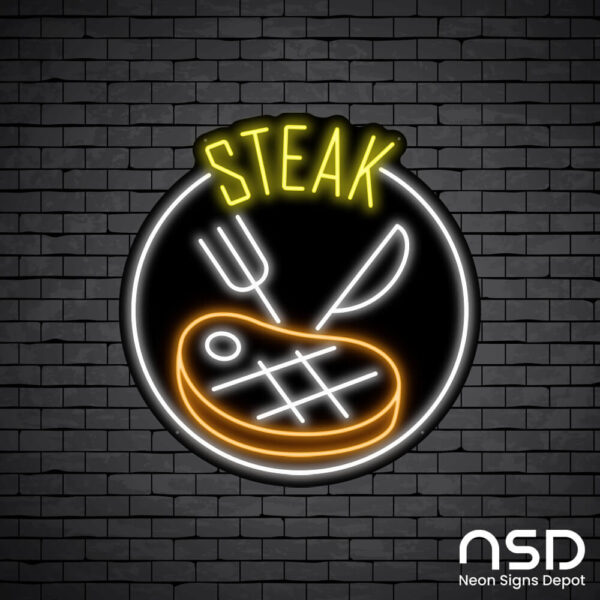 Steak V15 Neon Sign_Black Brick_Mockup_Black Steak V15 Neon Sign_Black Brick_Mockup_Black