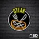 Steak V15 Neon Sign_Black Brick_Mockup_Black