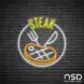 Steak V15 Neon Sign_Black Brick_Mockup_Transparent