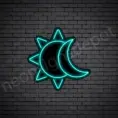 Bright Blue Sun Moon Neon Sign