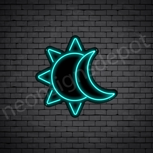 Sun-Moon-Neon-Sign-24x24-WS-B-BRIGHT-BLUE Bright Blue Sun Moon Neon Sign