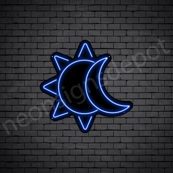 Sun-Moon-Neon-Sign-24x24-WS-B-DARK-BLUE Dark Blue Sun Moon Neon Sign