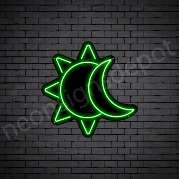 Sun-Moon-Neon-Sign-24x24-WS-B-GREEN Green Sun Moon Neon Sign