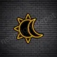 Orange Sun Moon Neon Sign